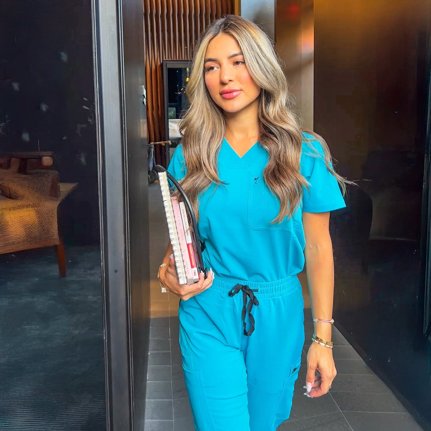 caribbean blue mim jogger scrubs by millennials in medicine - mimscrubs