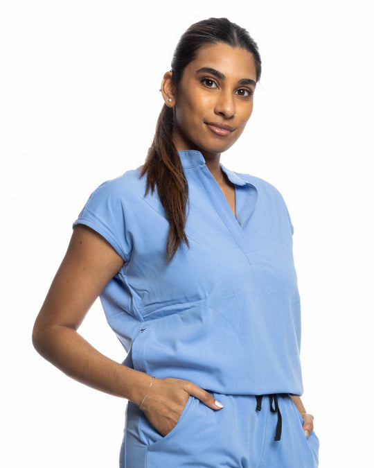 Women's Angie Ceil Blue Scrub Top