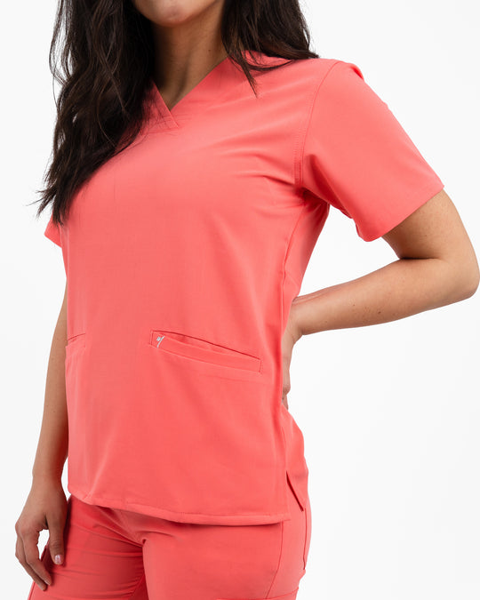 women's Peach Scrub Top - Jogger Scrubs by Millennials In Medicine - MimScrubs)