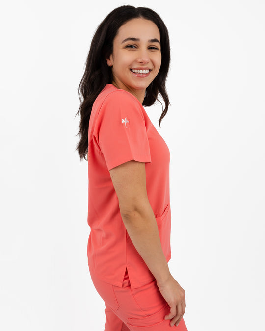 women's Peach Scrub Top - Jogger Scrubs by Millennials In Medicine - MimScrubs)