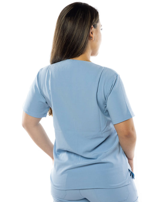 Women's Slate Blue 2 Pocket Amber Scrub Top