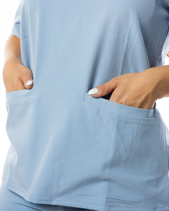 Women's Slate Blue 2 Pocket Amber Scrub Top