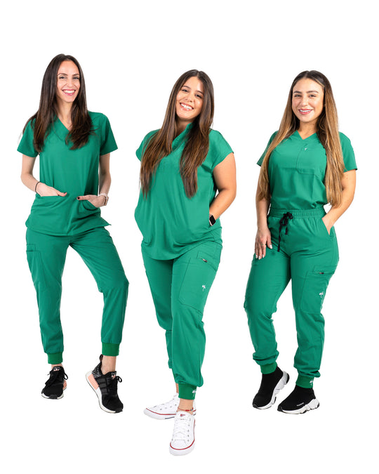women's Hunter Green Angie Scrub Top - Jogger Scrubs by Millennials In Medicine (Mim Scrubs)
