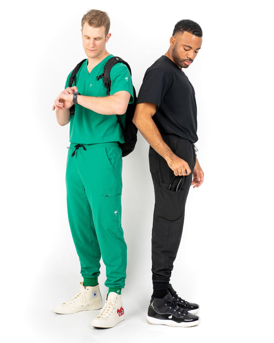 men's Hunter Green Jogger Scrub Pants - Jogger Scrubs by Millennials In Medicine (Mim Scrubs)