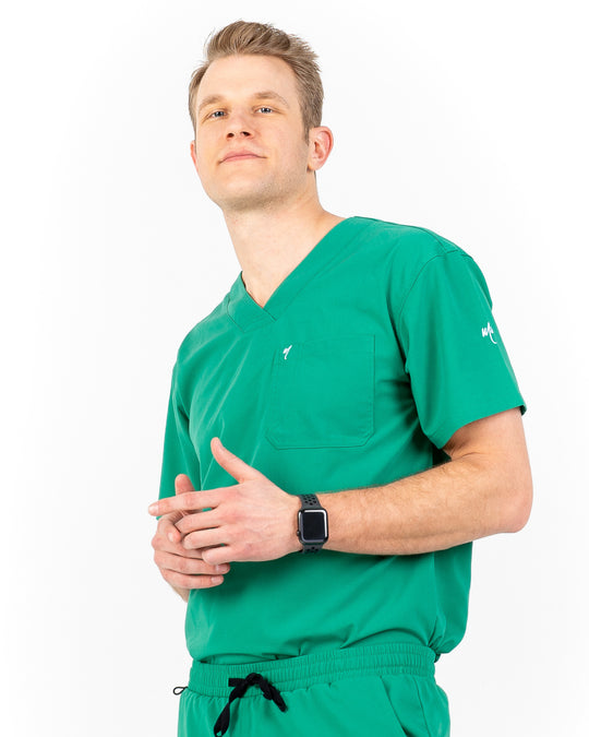 men's Hunter Green Scrub Top - Jogger Scrubs by Millennials In Medicine (Mim Scrubs)