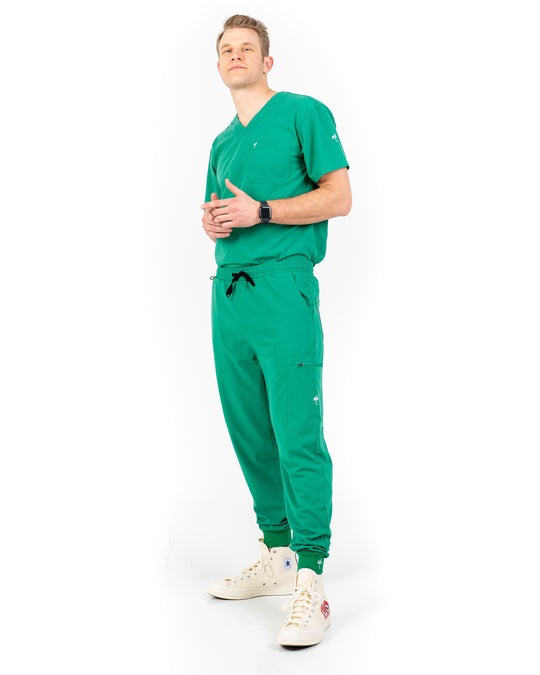 men's Hunter Green Jogger Scrub Pants - Jogger Scrubs by Millennials In Medicine (Mim Scrubs)