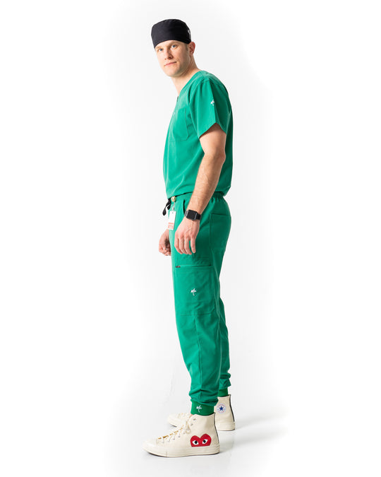 men's Hunter Green Scrub Top - Jogger Scrubs by Millennials In Medicine (Mim Scrubs)