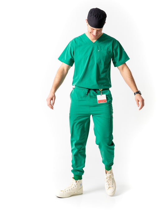 men's Hunter Green Scrub Top - Jogger Scrubs by Millennials In Medicine (Mim Scrubs)