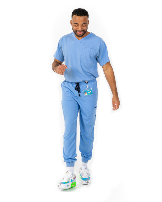 men's Ceil Blue Scrub Top - Jogger Scrubs by Millennials In Medicine (Mim Scrubs)