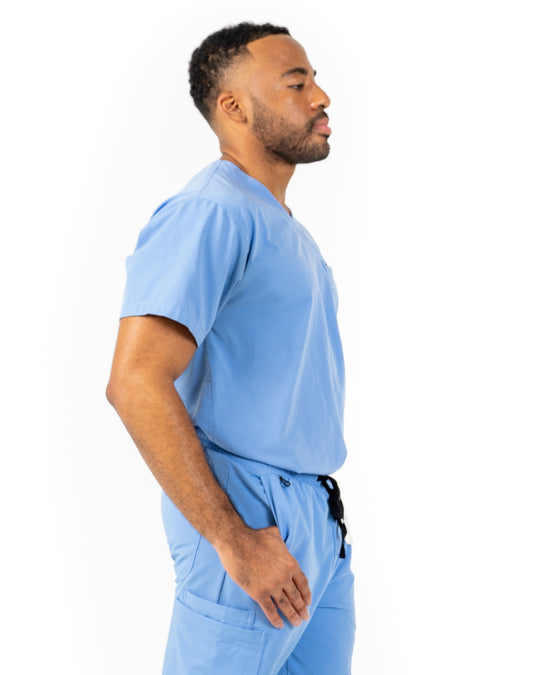 men's Ceil Blue Scrub Top - Jogger Scrubs by Millennials In Medicine (Mim Scrubs)