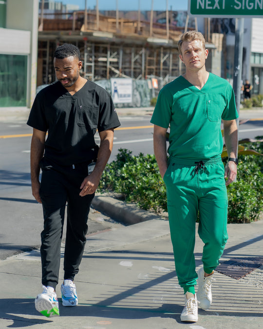 men's Hunter Green Scrub Top - Jogger Scrubs by Millennials In Medicine (Mim Scrubs)