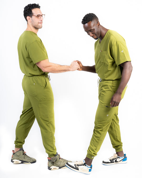 men's Olive Scrub Top - Jogger Scrubs by Millennials In Medicine (Mim Scrubs)