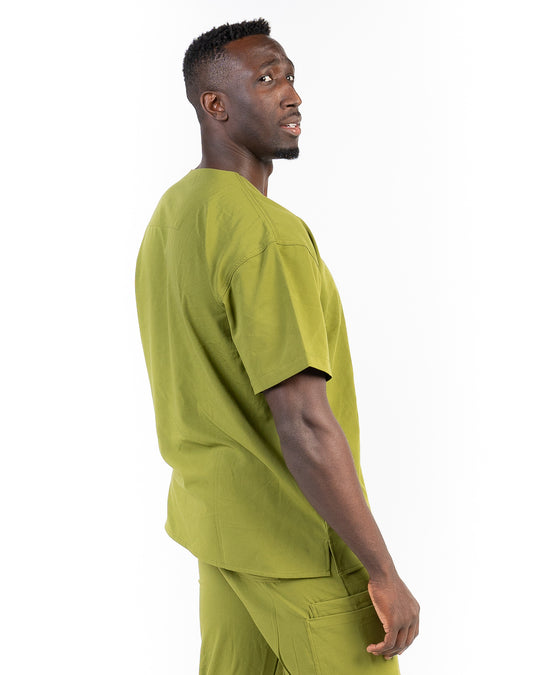 men's Olive Scrub Top - Jogger Scrubs by Millennials In Medicine (Mim Scrubs)