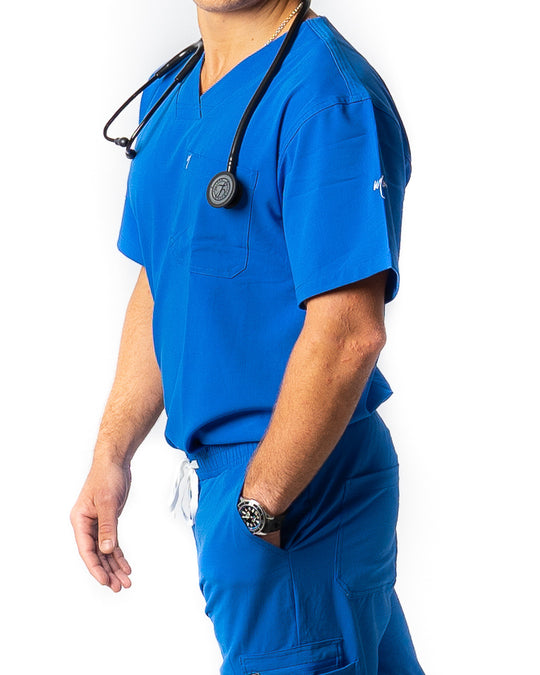 men's Royal Blue Scrub Top - Jogger Scrubs by Millennials In Medicine (Mim Scrubs)