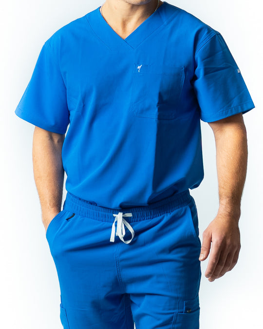 men's Royal Blue Scrub Top - Jogger Scrubs by Millennials In Medicine (Mim Scrubs)