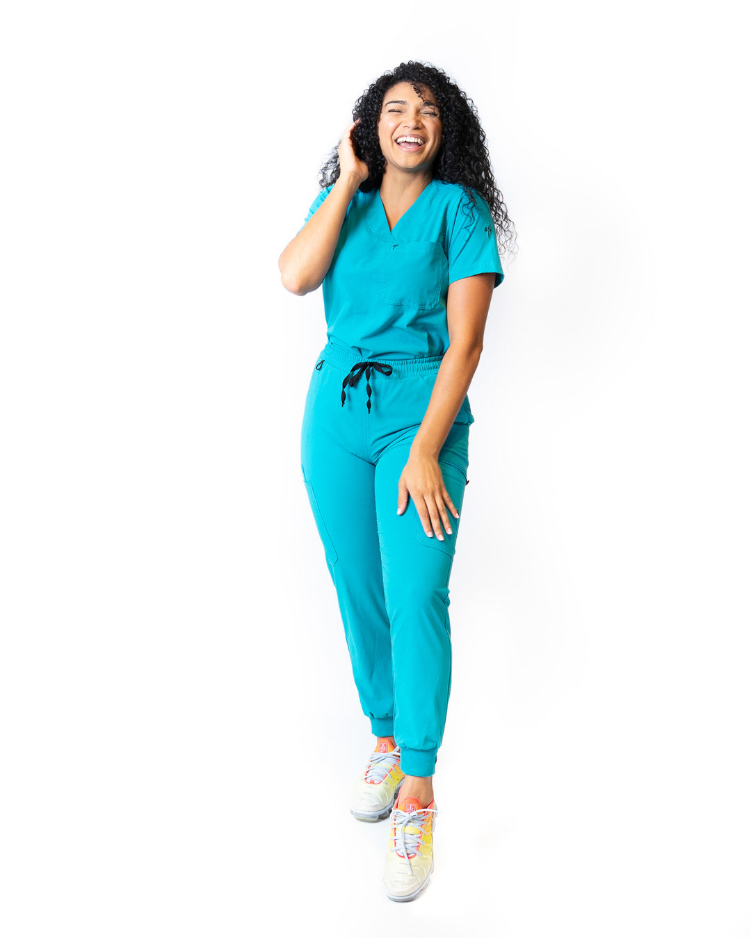 women's Caribbean Blue Jogger Scrub Pants