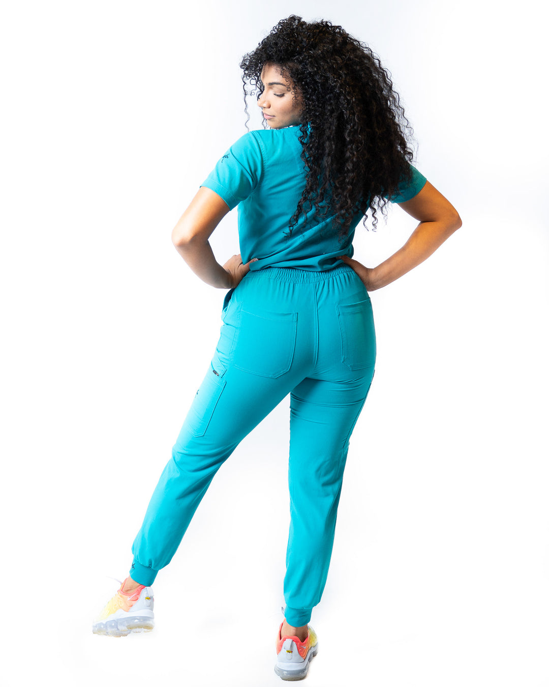 women's Caribbean Blue Jogger Scrub Pants