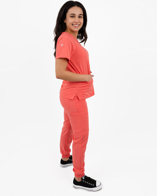 women's Peach Scrub Top - Jogger Scrubs by Millennials In Medicine - MimScrubs)
