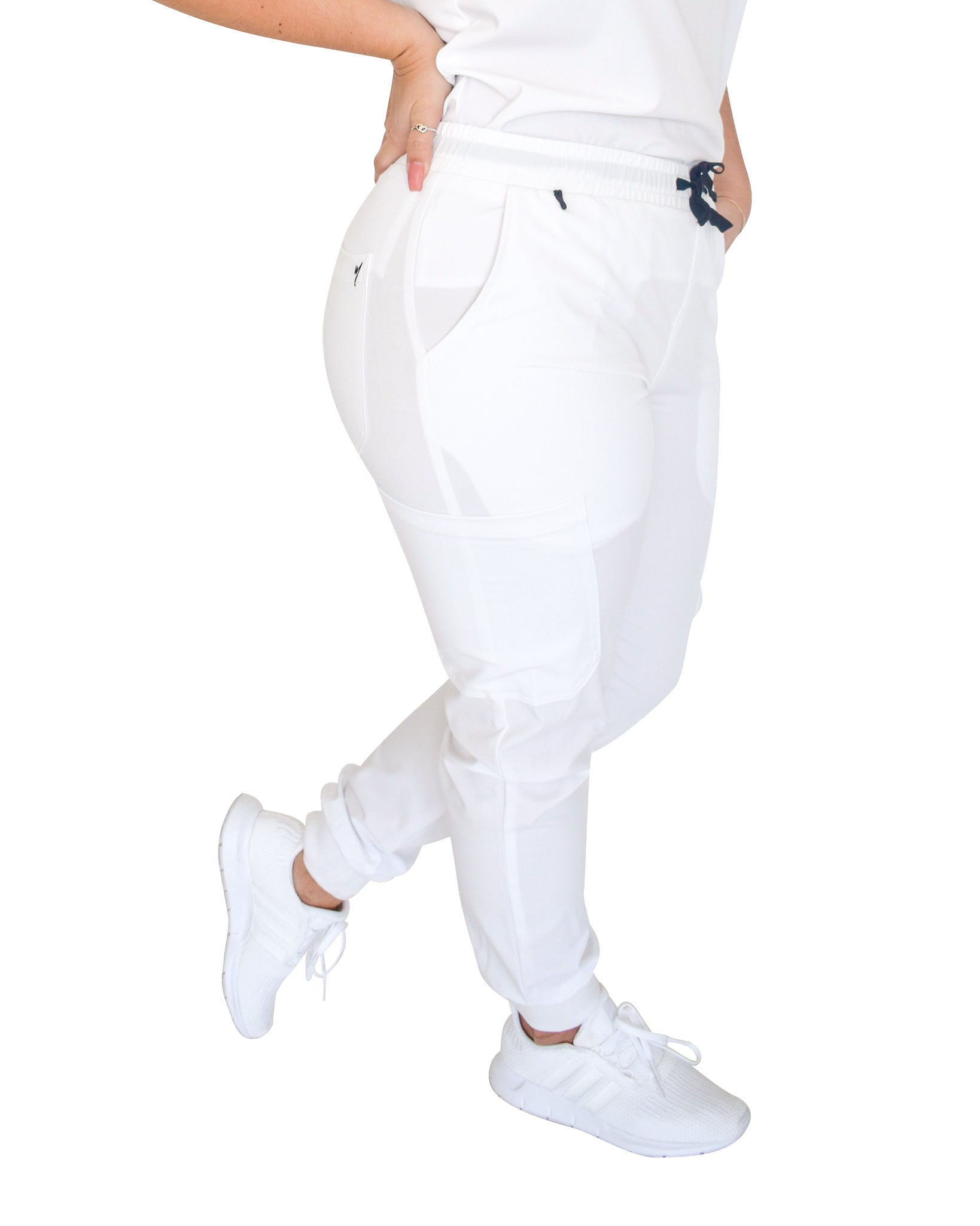 women's White Jogger Scrub Pants - Jogger Scrubs by Millennials In Medicine (Mim Scrubs)