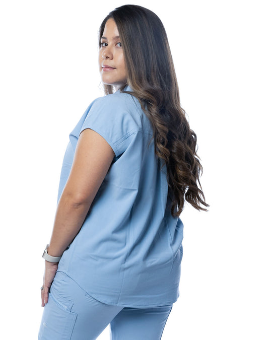 Women's Slate Blue  Scrub Top - mim scrubs