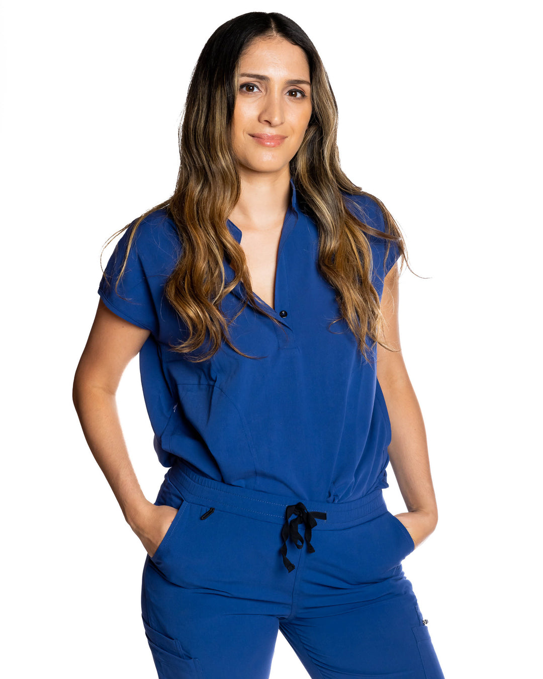 women's Navy Blue Scrub Top - MimScrubs Jogger Scrubs by Millennials In Medicine 