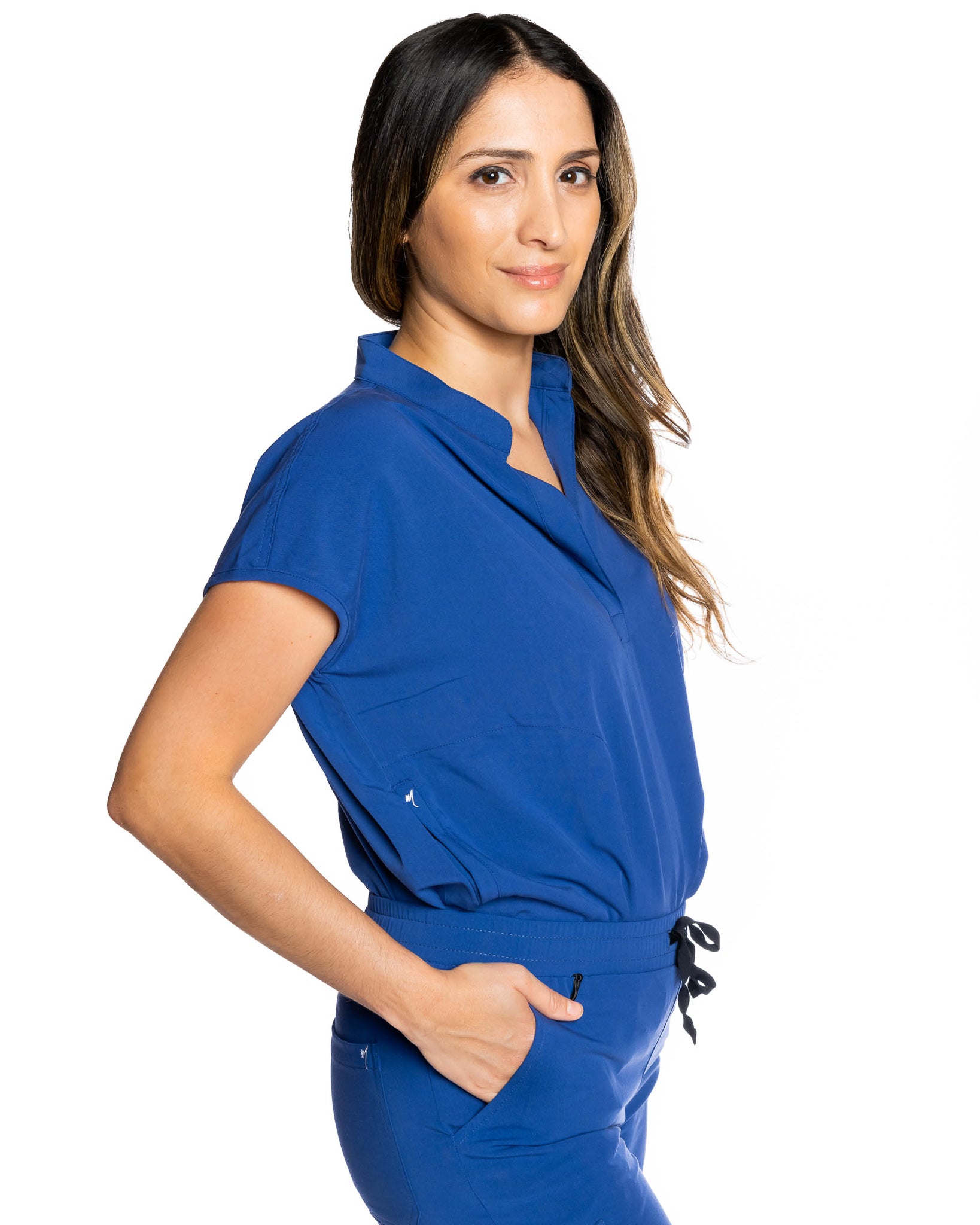 women's Navy Blue Scrub Top - MimScrubs Jogger Scrubs by Millennials In Medicine 