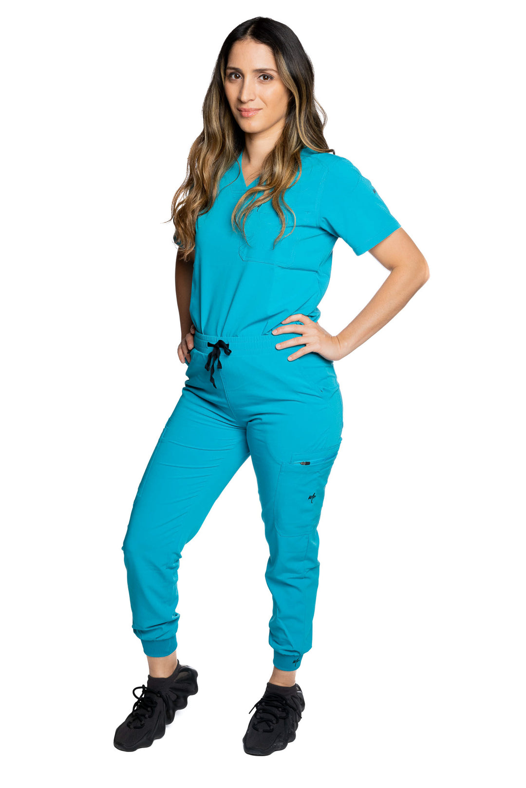 women's Caribbean Blue Jogger Scrub Pants - Jogger Scrubs by Millennials In Medicine (Mim Scrubs)