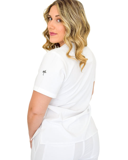 women's White Scrub Top - Jogger Scrubs by Millennials In Medicine (Mim Scrubs)