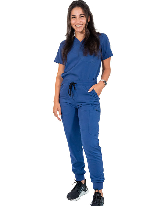 women's Navy Blue Scrub Top - Jogger Scrubs by Millennials In Medicine (Mim Scrubs)