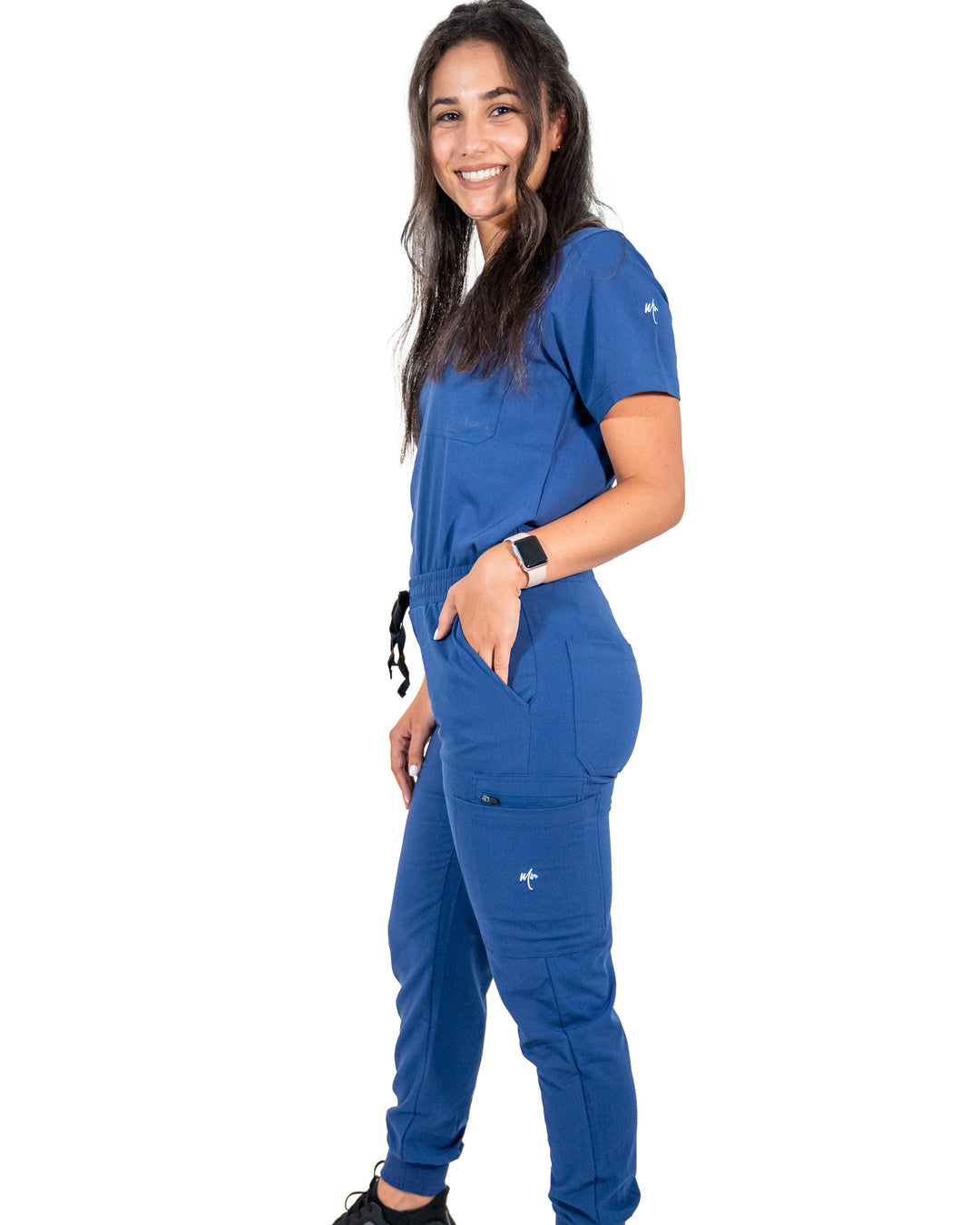 women's Navy Blue Scrub Top - Jogger Scrubs by Millennials In Medicine (Mim Scrubs)