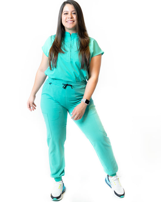 women's surgical green Scrub Top - Jogger Scrubs by Millennials In Medicine (Mim Scrubs)