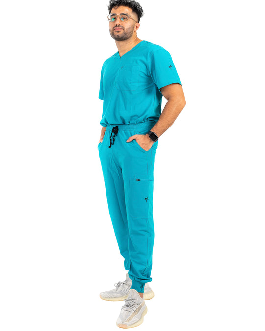men's Caribbean Blue Scrub Pants - Jogger Scrubs by Millennials In Medicine (Mim Scrubs)