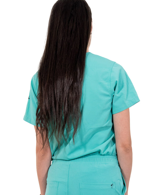women's Surgical Green Scrub Top - Jogger Scrubs by Millennials In Medicine (Mim Scrubs)