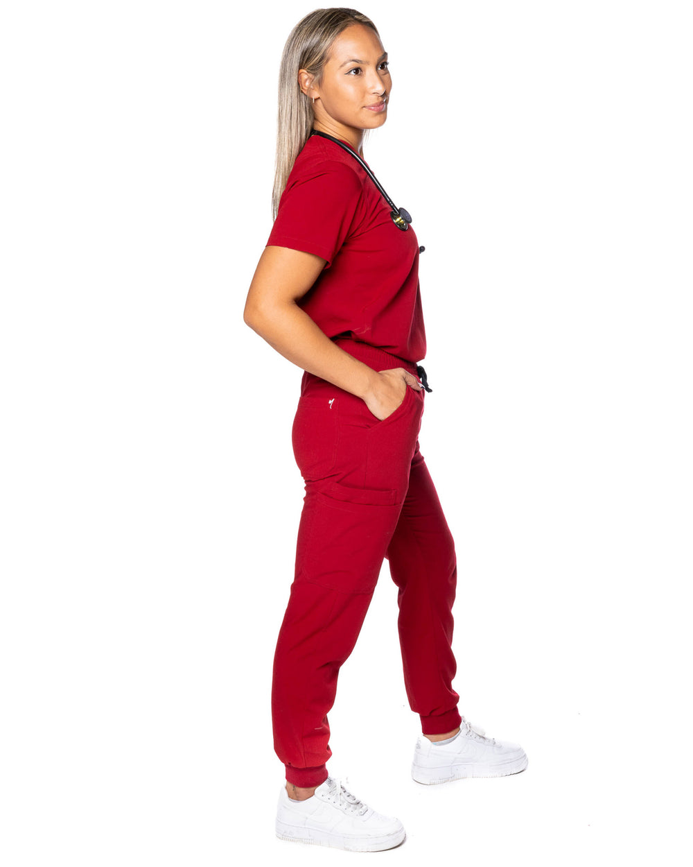 Women's Burgundy Jogger Scrub Pants - Jogger Scrubs by Millennials In Medicine (Mim Scrubs)