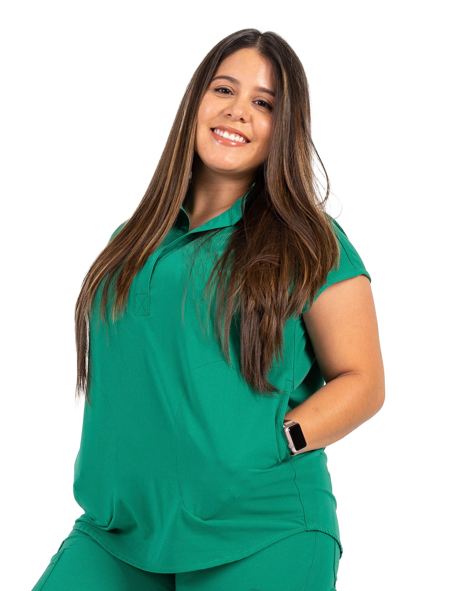 women's Hunter Green Angie Scrub Top - Jogger Scrubs by Millennials In Medicine (Mim Scrubs)