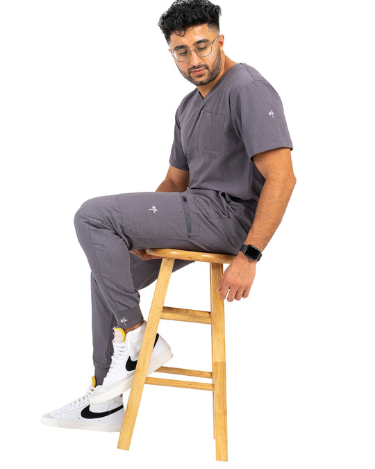 men's Bambi Gray Jogger Scrub Pants - Jogger Scrubs by Millennials In Medicine (Mim Scrubs)