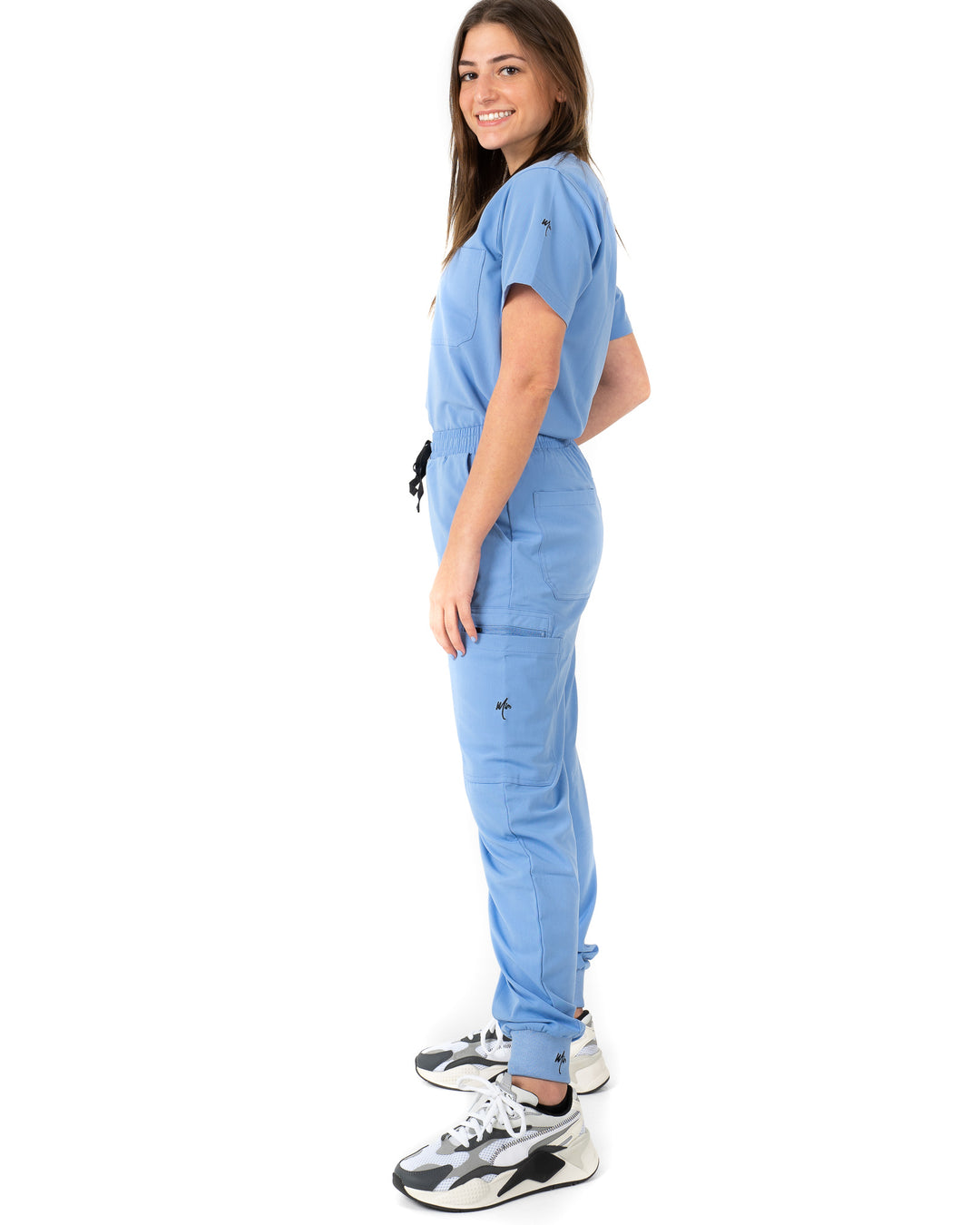 women's Ceil Blue Jogger Scrub Pants - Jogger Scrubs by Millennials In Medicine (Mim Scrubs)  Edit alt text