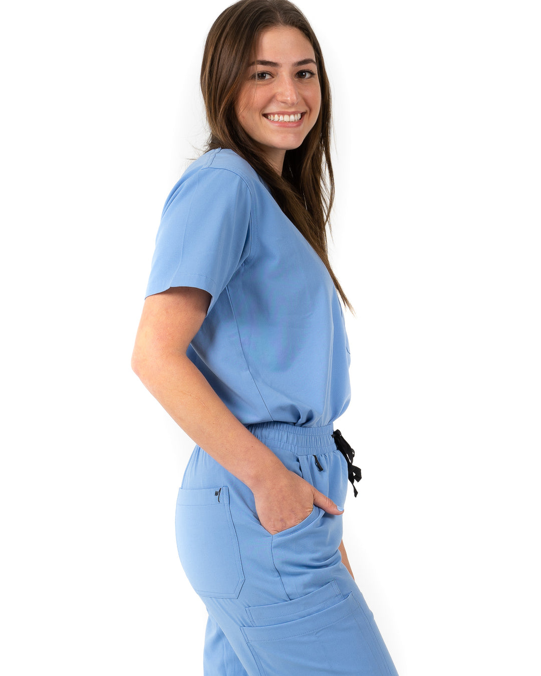women's Ceil Blue Scrub Top - Jogger Scrubs by Millennials In Medicine (Mim Scrubs)