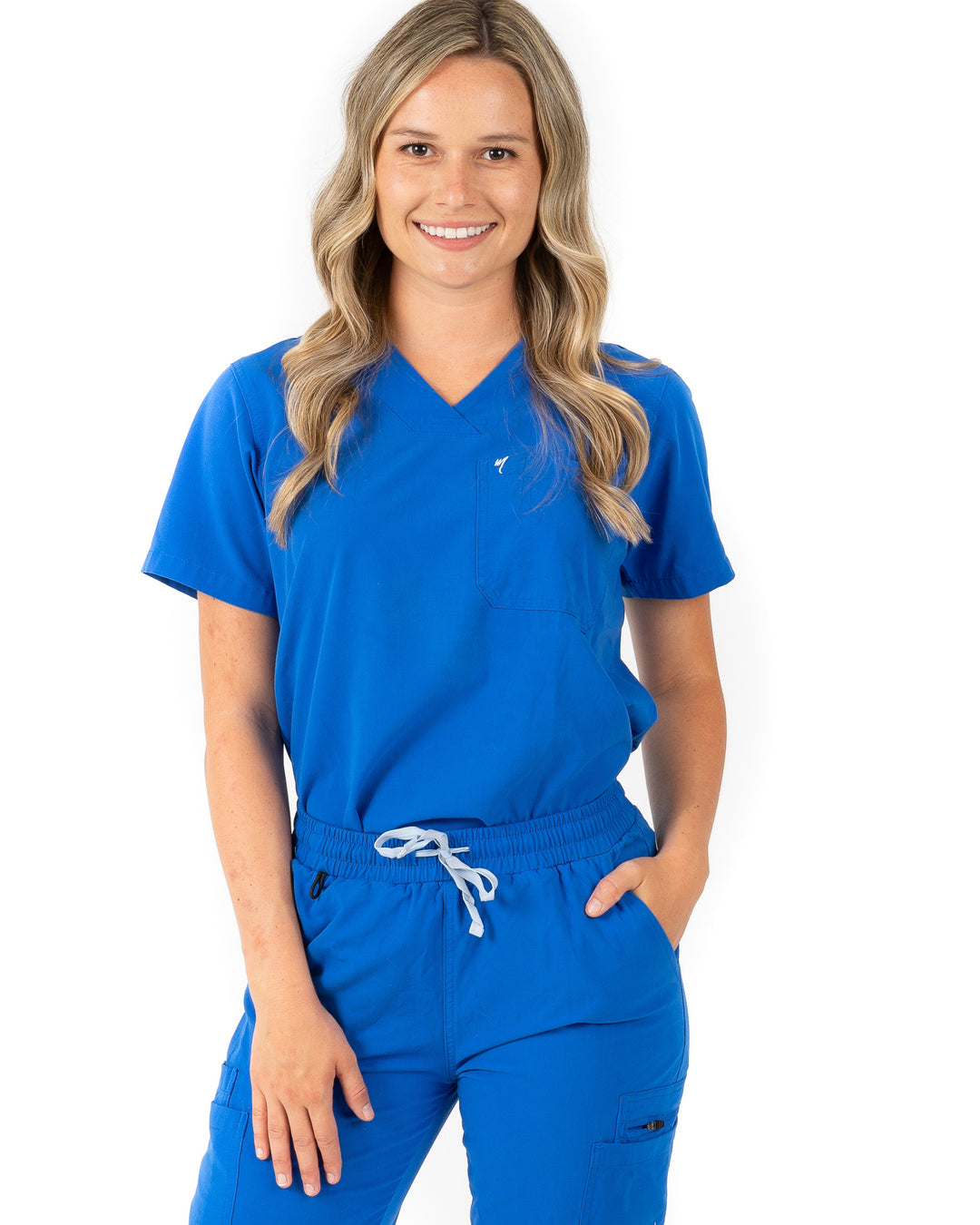 women's Royal Blue Scrub Top - Jogger Scrubs by Millennials In Medicine (Mim Scrubs)