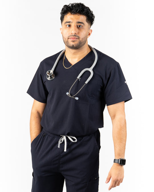 men's Dark Navy Blue Scrub Top - Jogger Scrubs by Millennials In Medicine (Mim Scrubs)