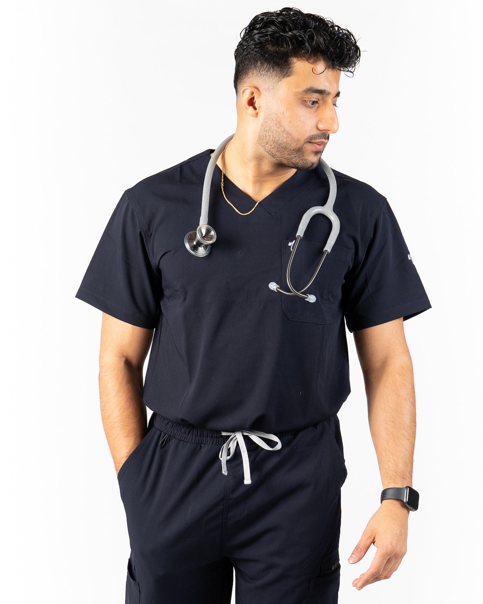 men's Dark Navy Blue Scrub Top - Jogger Scrubs by Millennials In Medicine (Mim Scrubs)