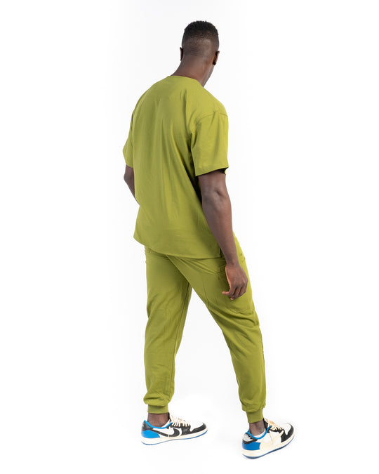 men's Olive Scrub Top - Jogger Scrubs by Millennials In Medicine (Mim Scrubs)