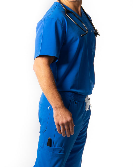 men's Royal Blue Scrub Top - Jogger Scrubs by Millennials In Medicine (Mim Scrubs)